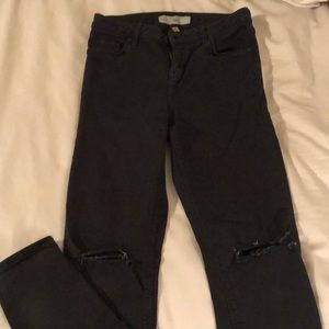 Topshop Jamie Moto Ripped Black Ankle Jeans 28W30L